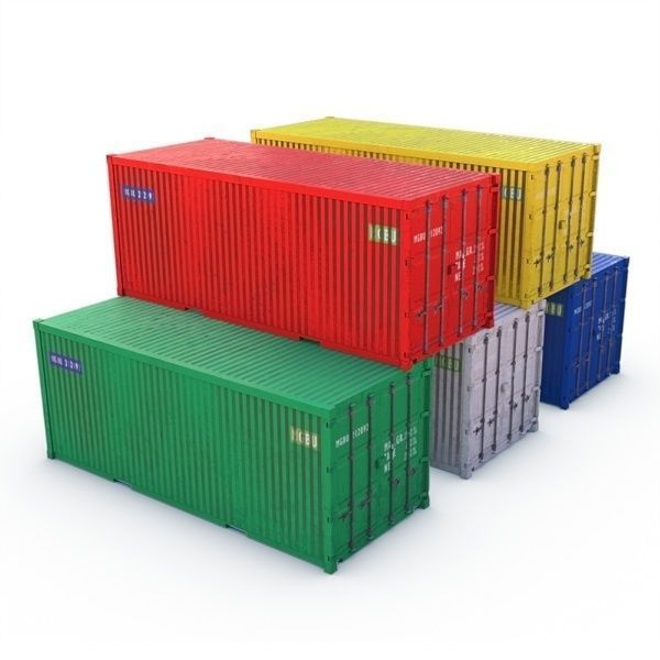 Container 20ft Low-poly 3D model_7