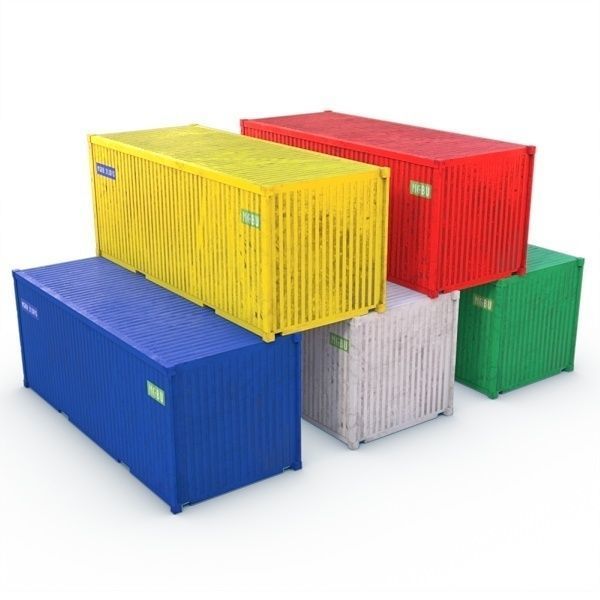 Container 20ft Low-poly 3D model_5