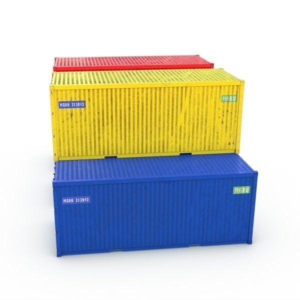 Container 20ft Low-poly 3D model_3