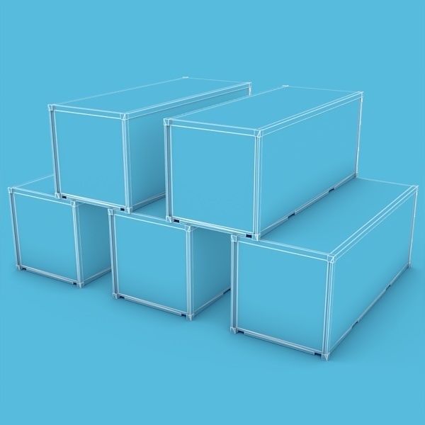 Container 20ft Low-poly 3D model_10