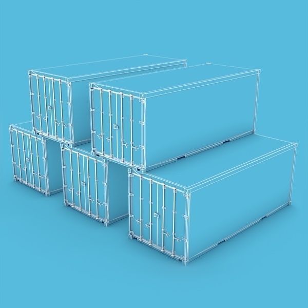 Container 20ft Low-poly 3D model_2