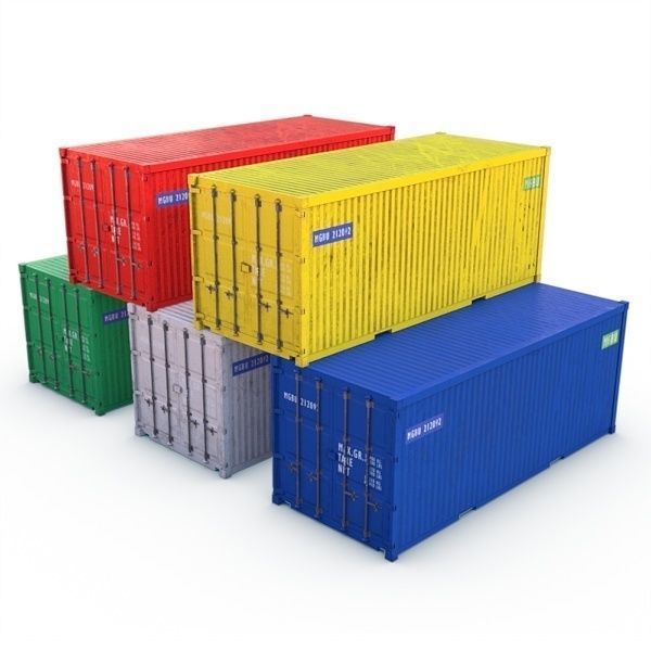 Container 20ft Low-poly 3D model_1