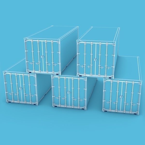 Container 20ft Low-poly 3D model_14