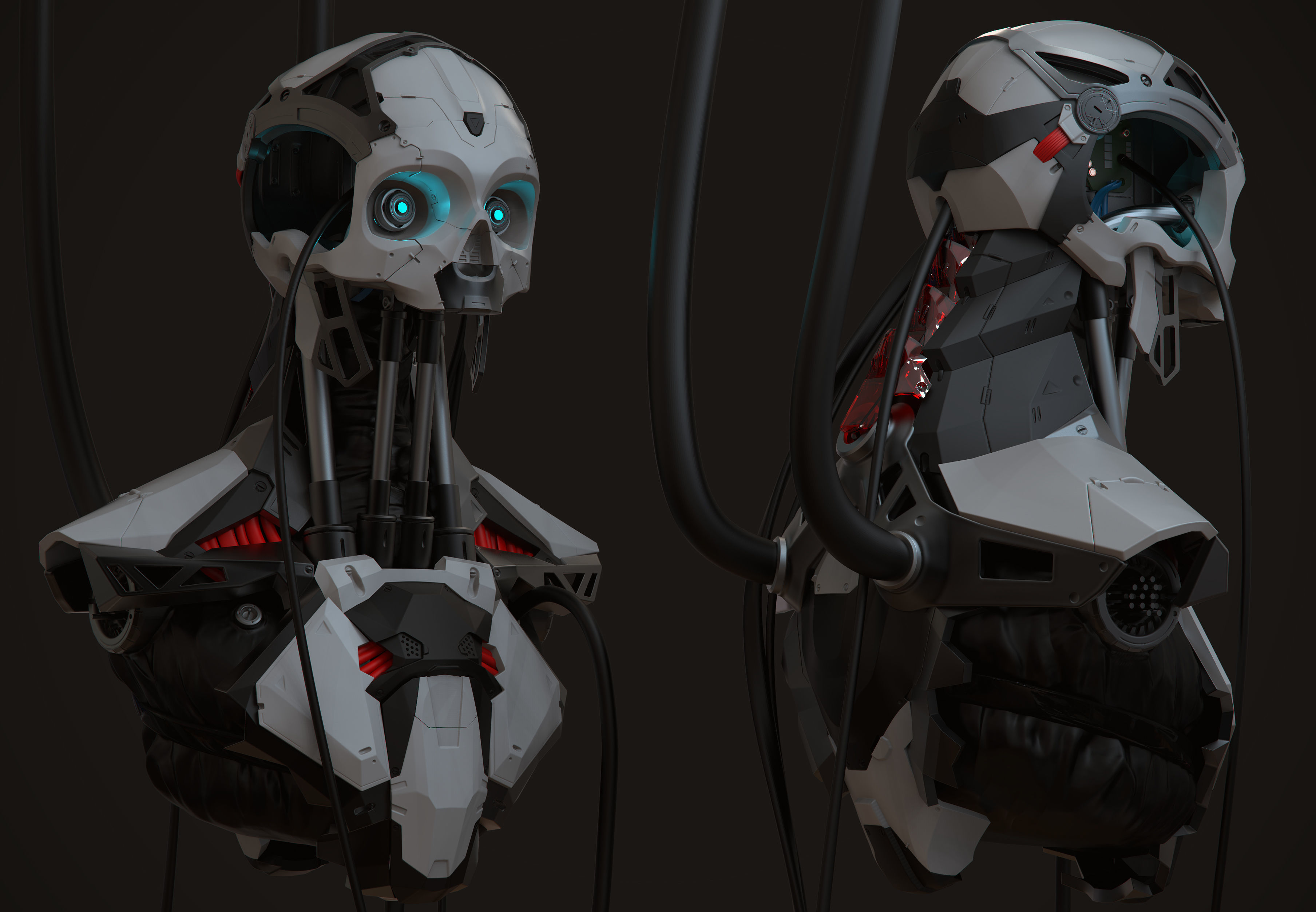 3D High Poly Cyborg Bust 3D model_3
