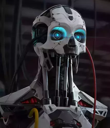 3D High Poly Cyborg Bust 3D model