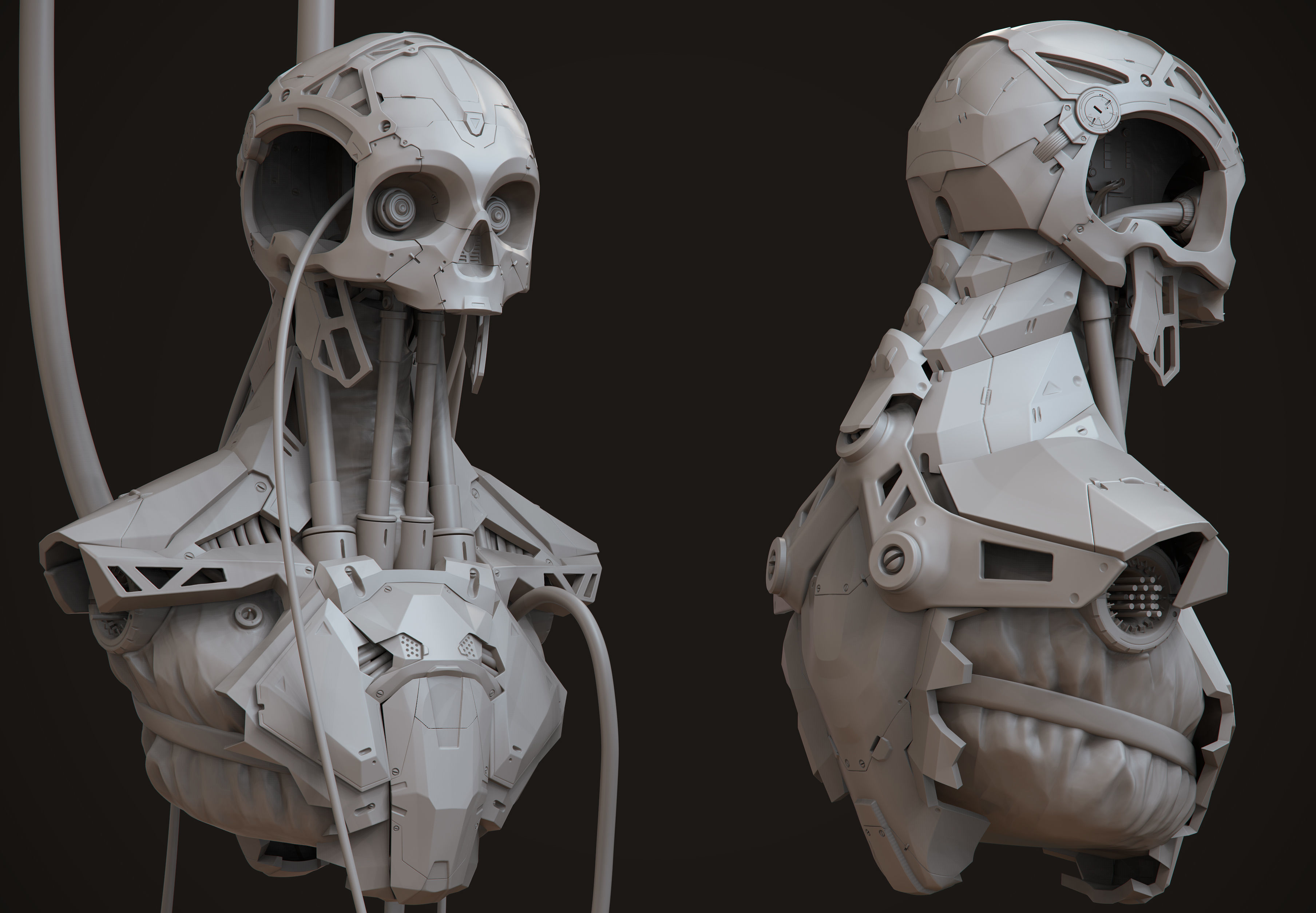 3D High Poly Cyborg Bust 3D model_1