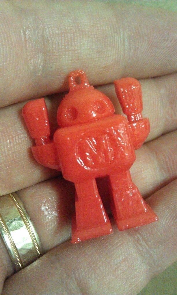 Make Robot with Keychain Necklace Ring Free 3D print model_3
