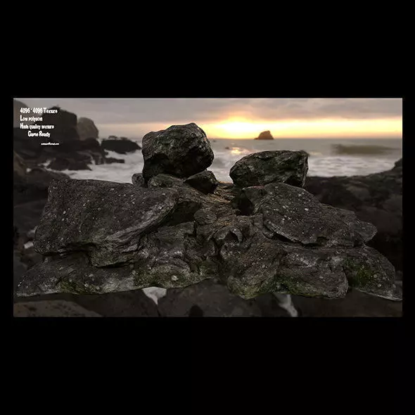 rocks group of Low-poly 3D model_0