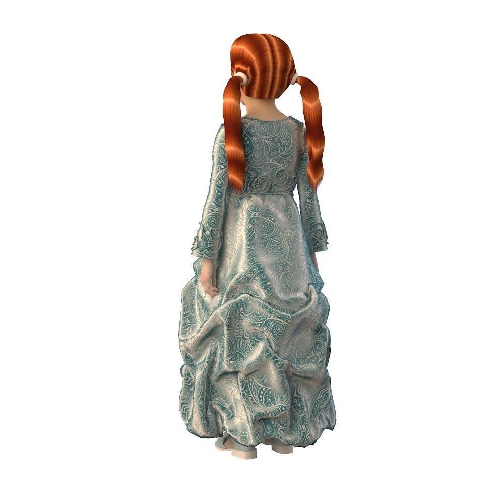 Girl dress t shirt skirt Baby clothes 3D model_14