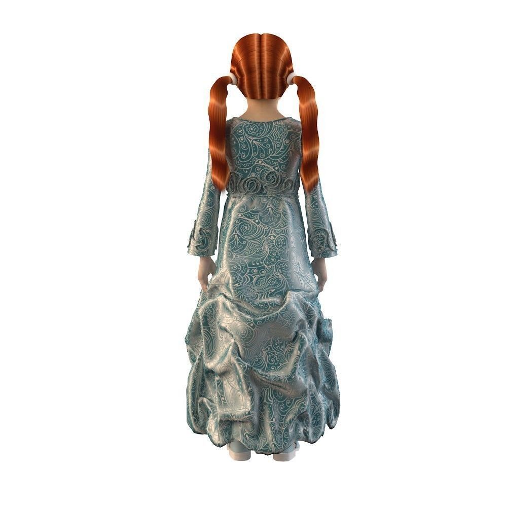 Girl dress t shirt skirt Baby clothes 3D model_10