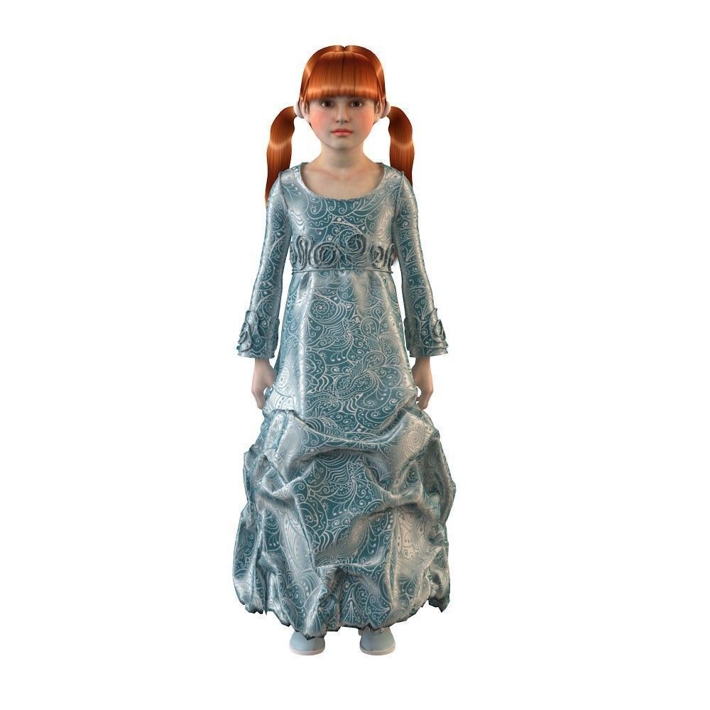 Girl dress t shirt skirt Baby clothes 3D model_2