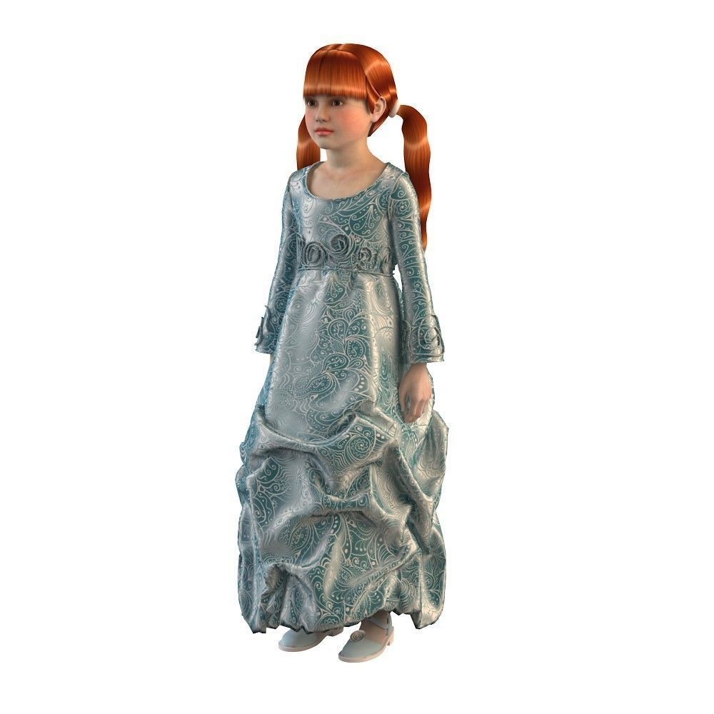 Girl dress t shirt skirt Baby clothes 3D model_6