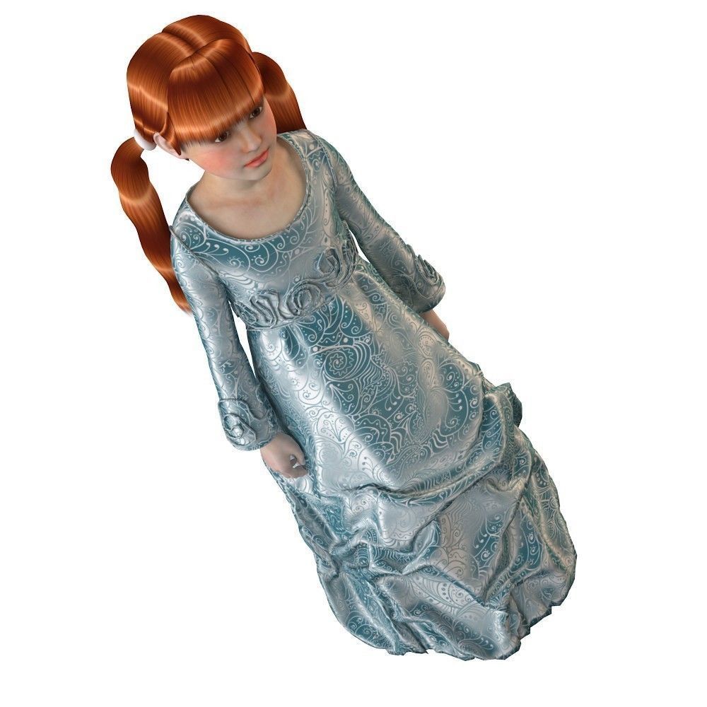 Girl dress t shirt skirt Baby clothes 3D model_3