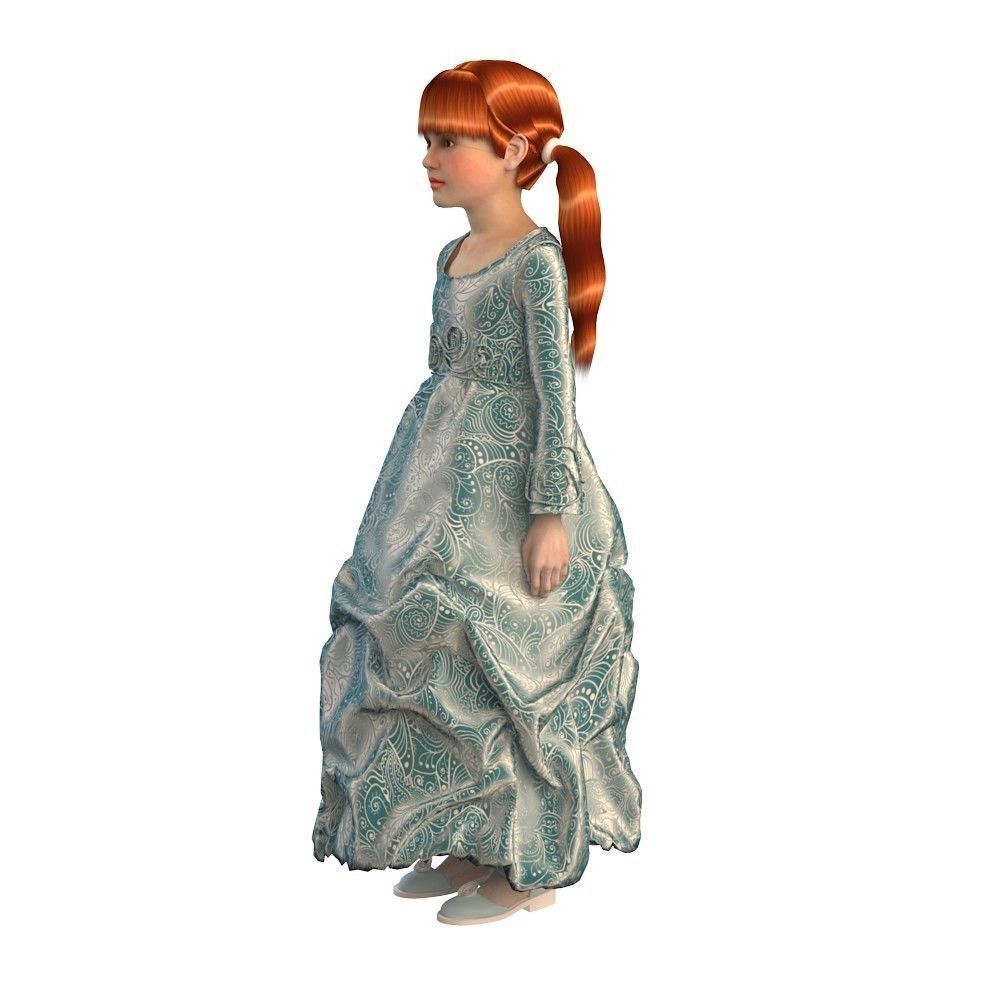 Girl dress t shirt skirt Baby clothes 3D model_4