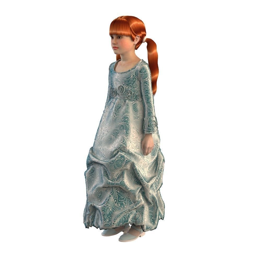 Girl dress t shirt skirt Baby clothes 3D model_5