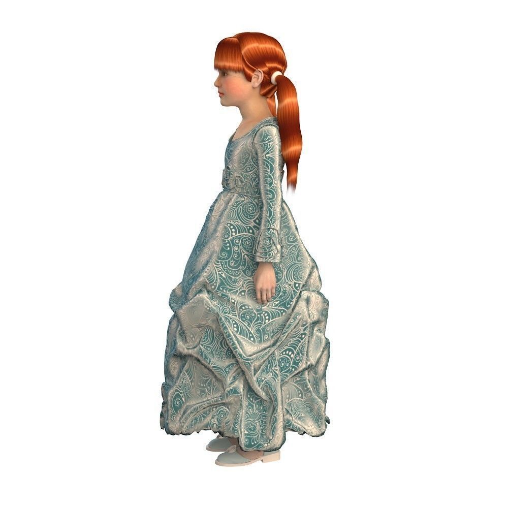 Girl dress t shirt skirt Baby clothes 3D model_8