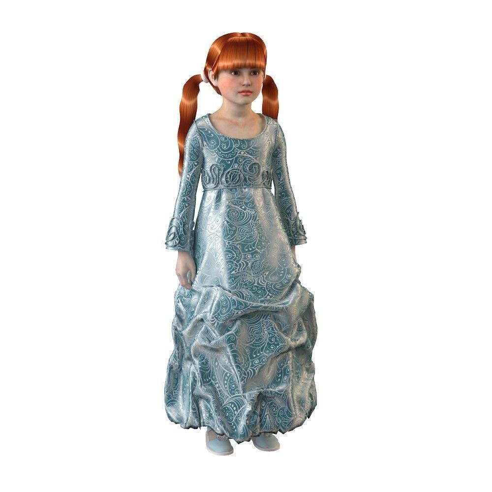 Girl dress t shirt skirt Baby clothes 3D model_24