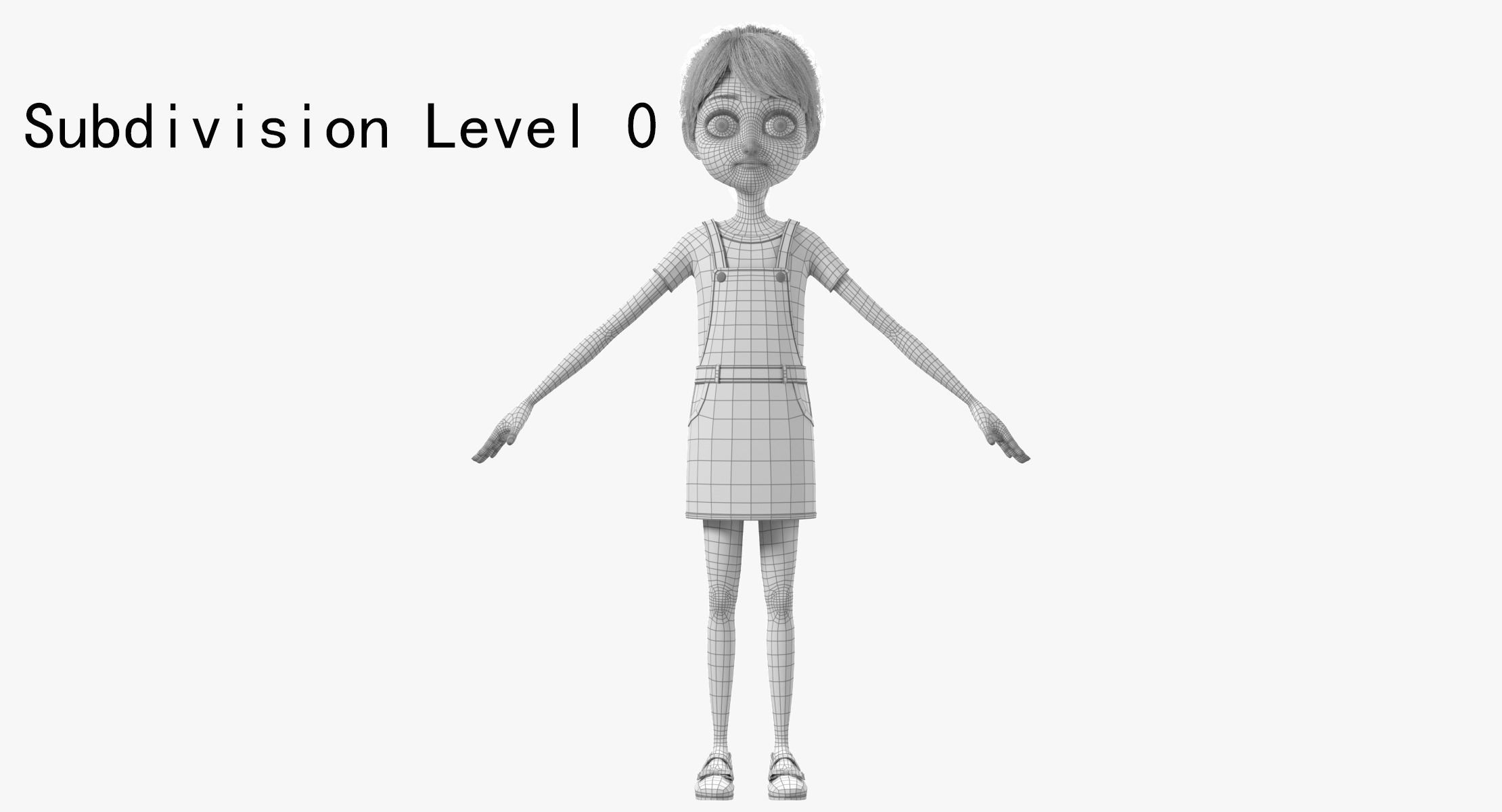 Cartoon Girl Rigged 3D model_12