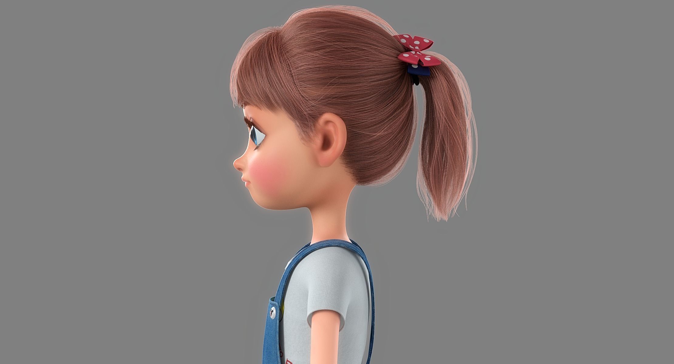 Cartoon Girl Rigged 3D model_4