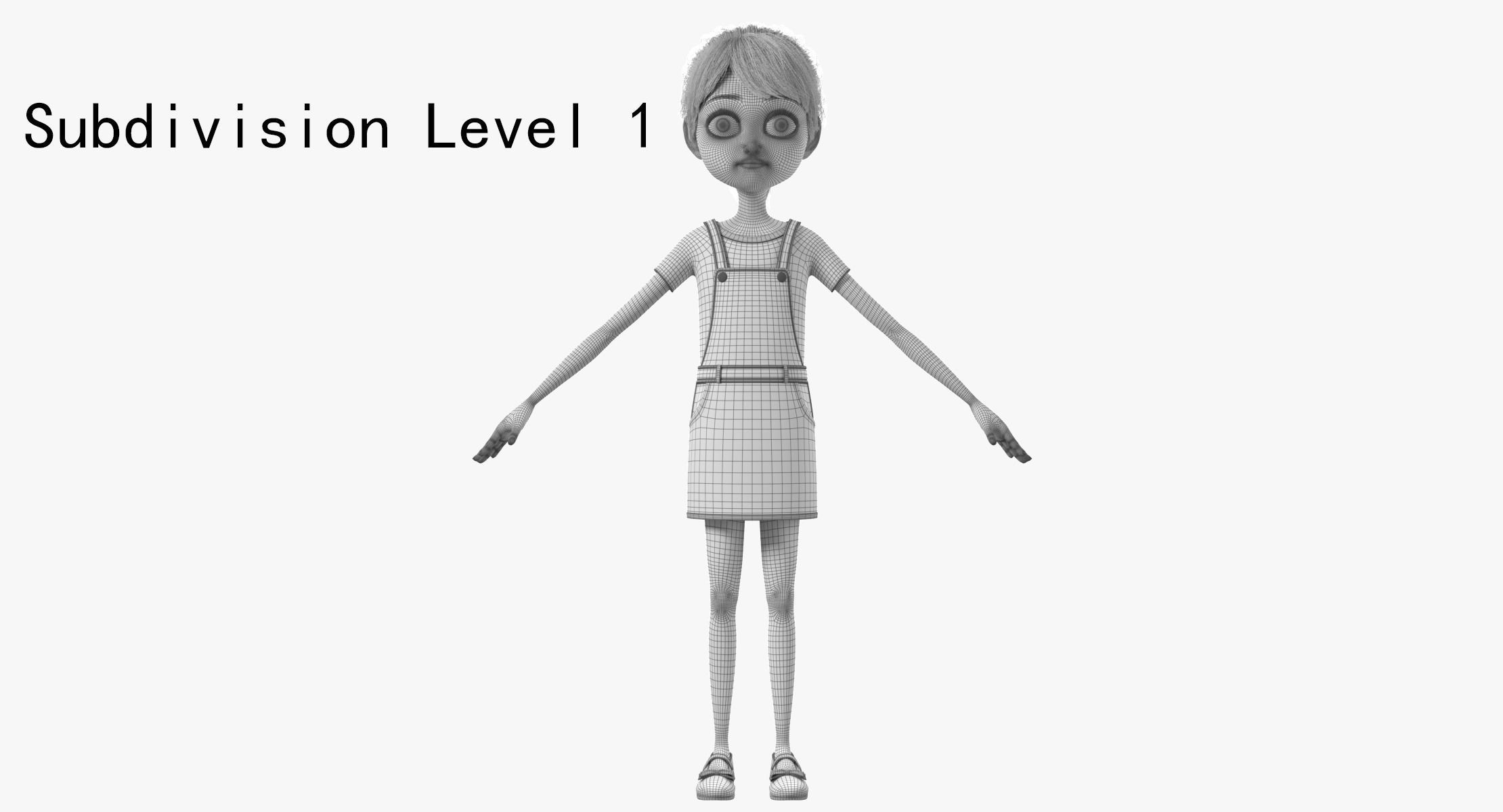 Cartoon Girl Rigged 3D model_13