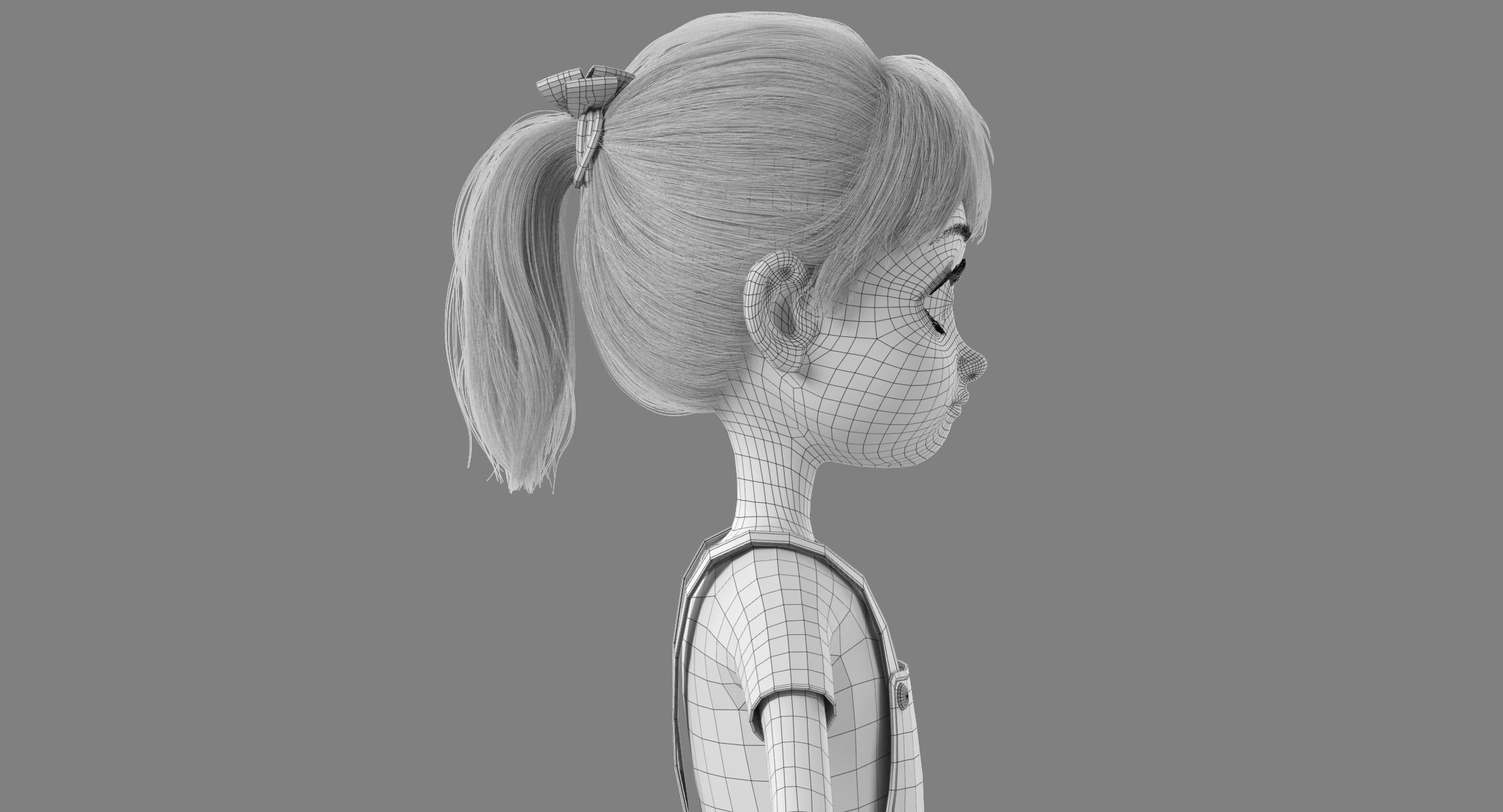 Cartoon Girl Rigged 3D model_9
