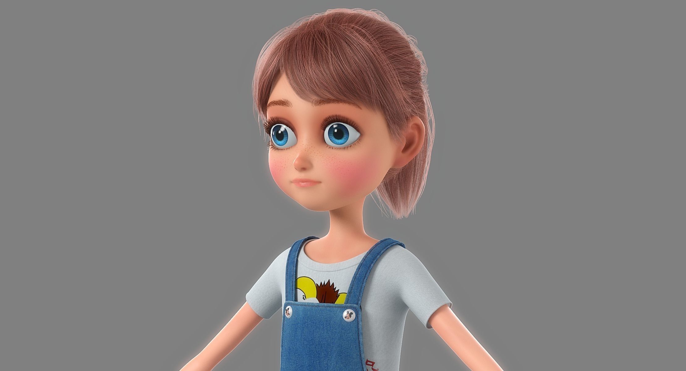 Cartoon Girl Rigged 3D model_3