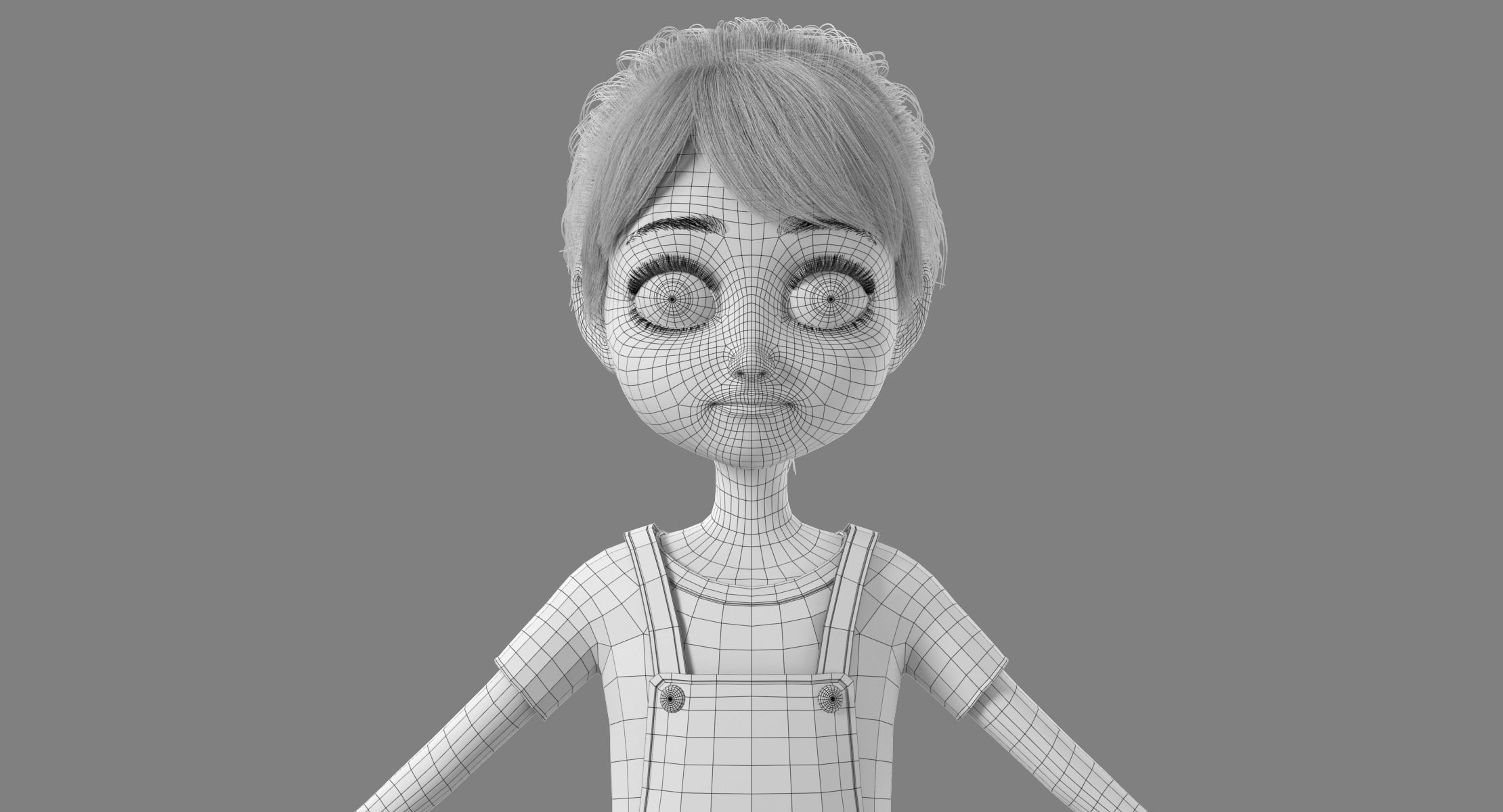 Cartoon Girl Rigged 3D model_7