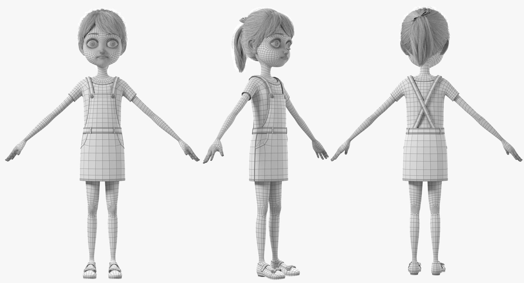 Cartoon Girl Rigged 3D model_11