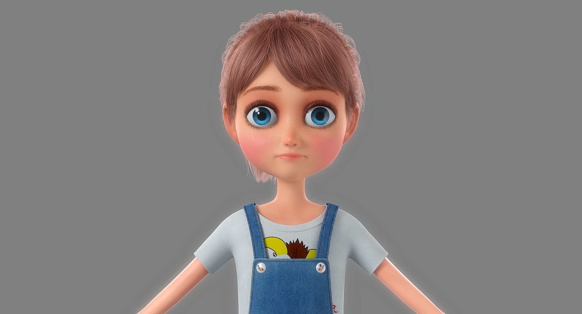 Cartoon Girl Rigged 3D model_2
