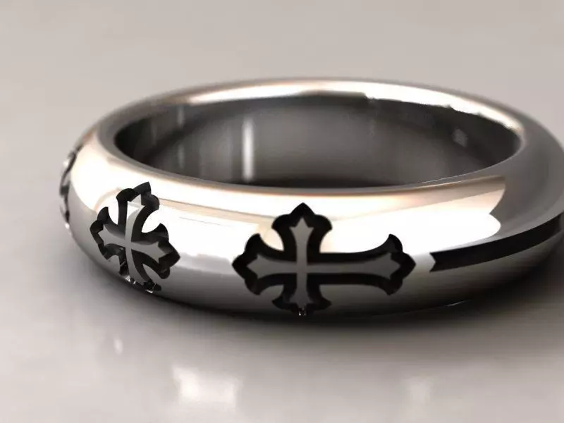 kengkod23 cross wedding ring 3D print model_0