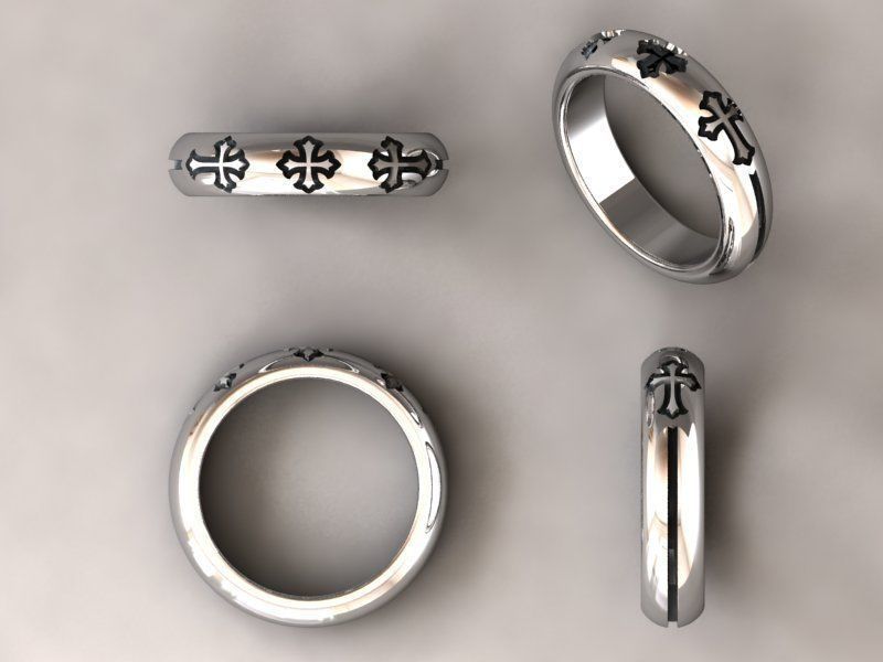 kengkod23 cross wedding ring 3D print model_5