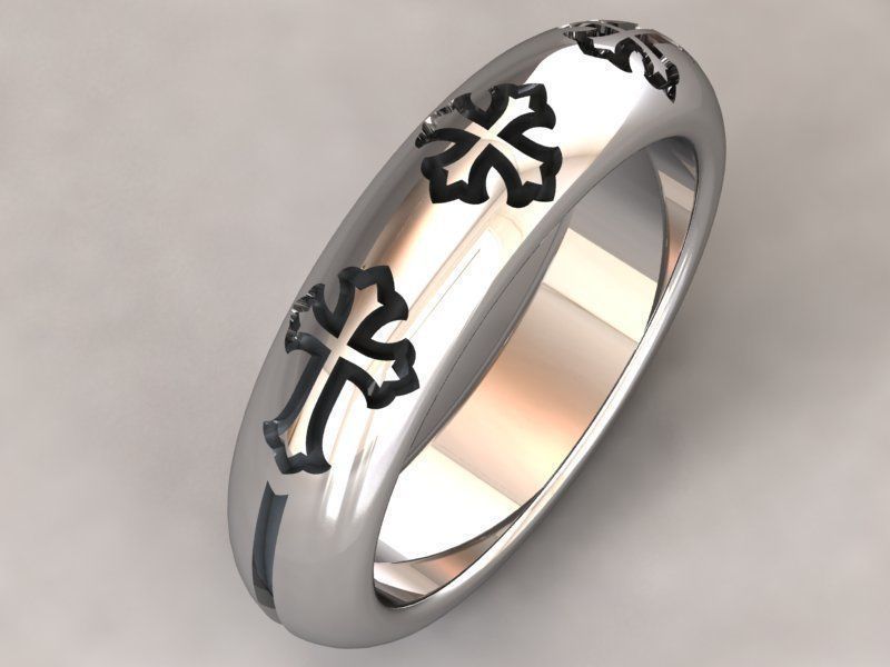 kengkod23 cross wedding ring 3D print model_4