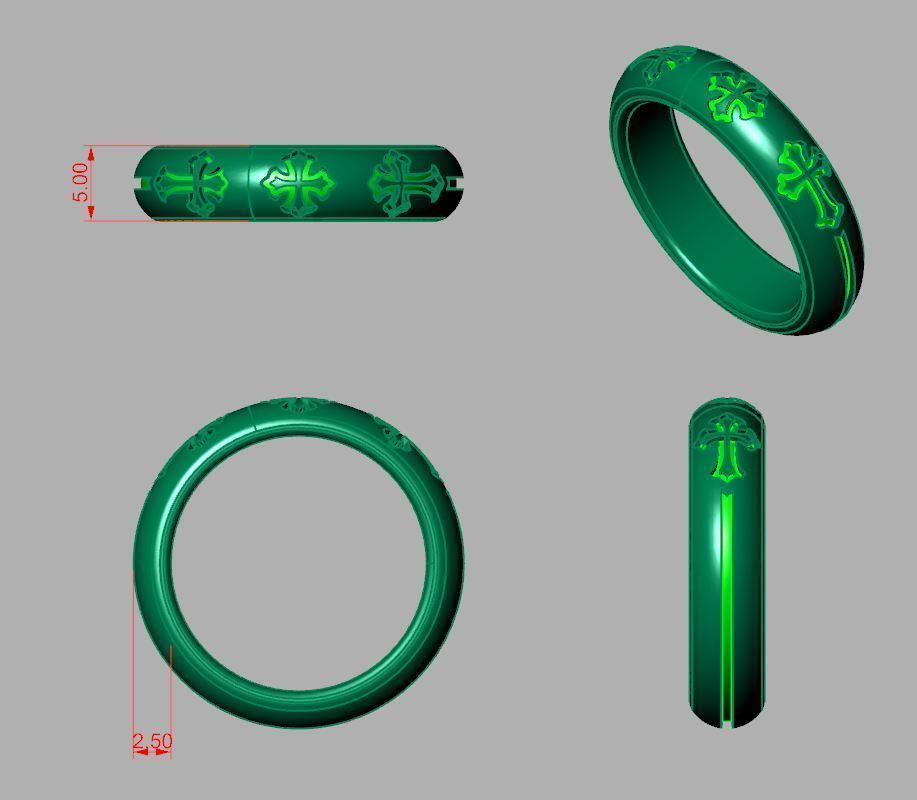kengkod23 cross wedding ring 3D print model_7