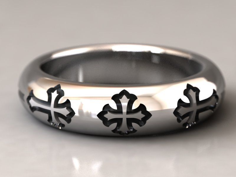 kengkod23 cross wedding ring 3D print model_2