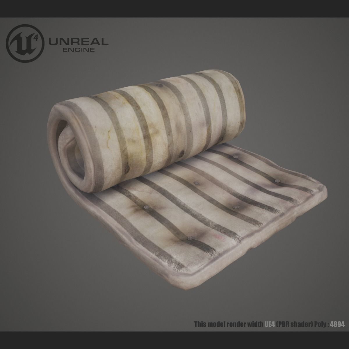Mattress Old Low-poly 3D model_1