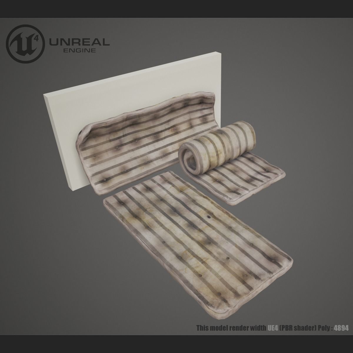 Mattress Old Low-poly 3D model_3
