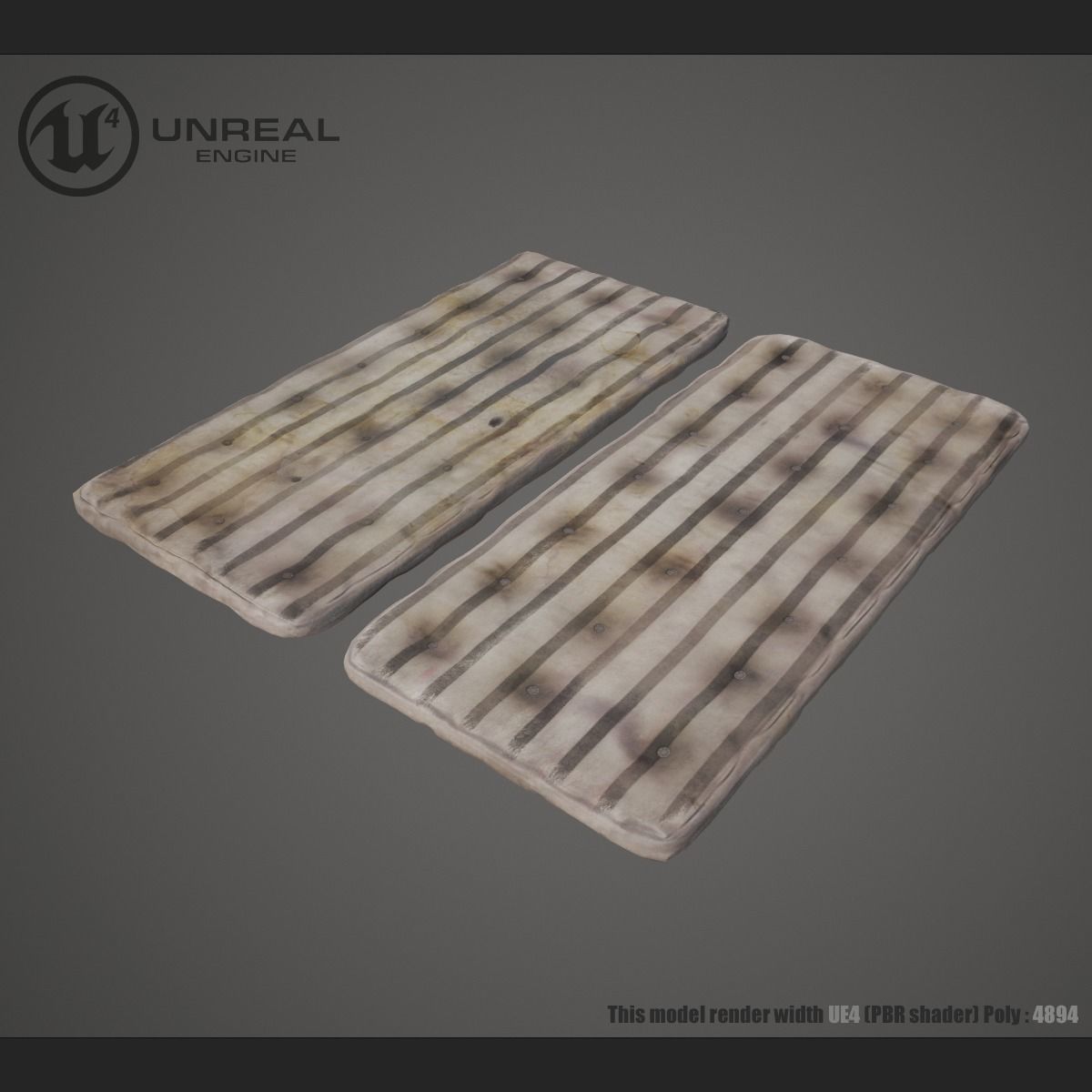 Mattress Old Low-poly 3D model_2