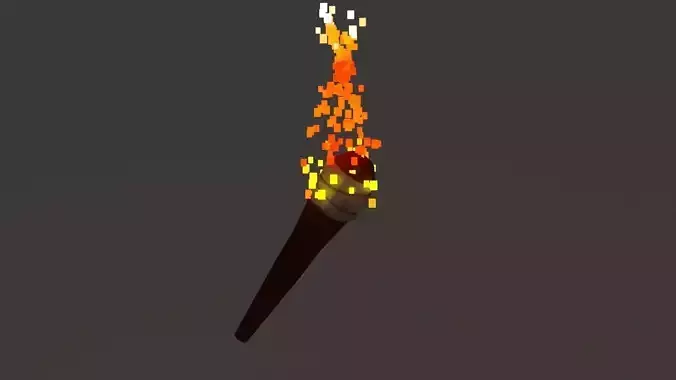 Low Poly Torch with Animated Fire Free low-poly 3D model