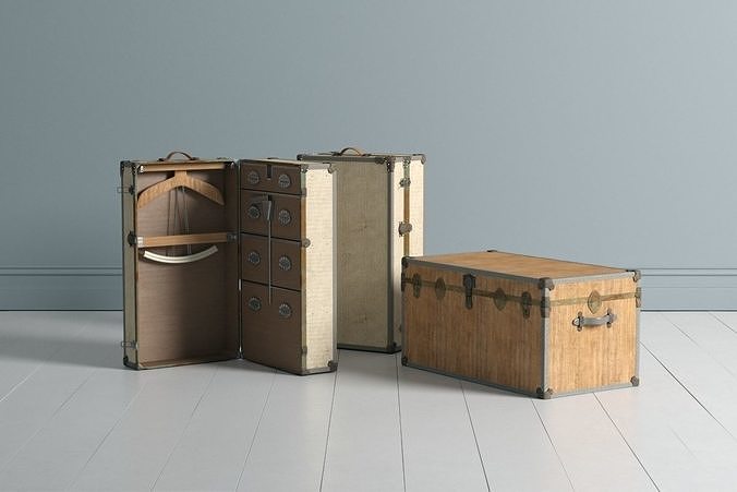 Antique Travel Trunks 3D model