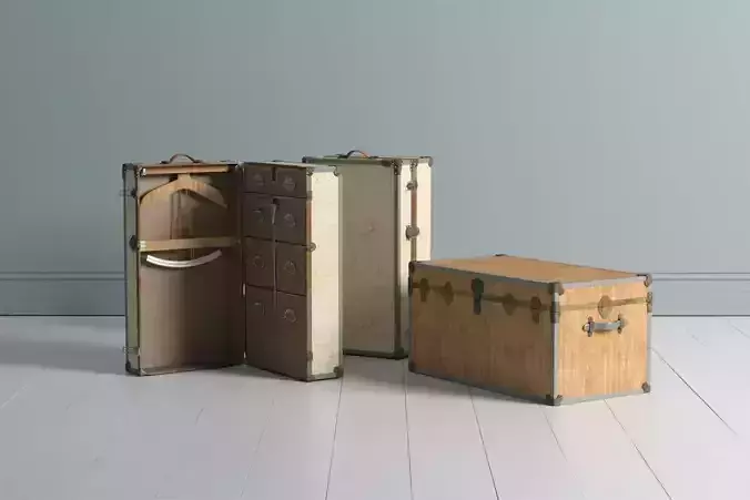 Antique Travel Trunks 3D model