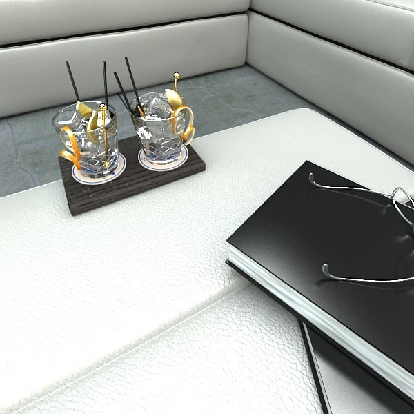 Wine Table Rack Bottles and Glasses 3D model_28