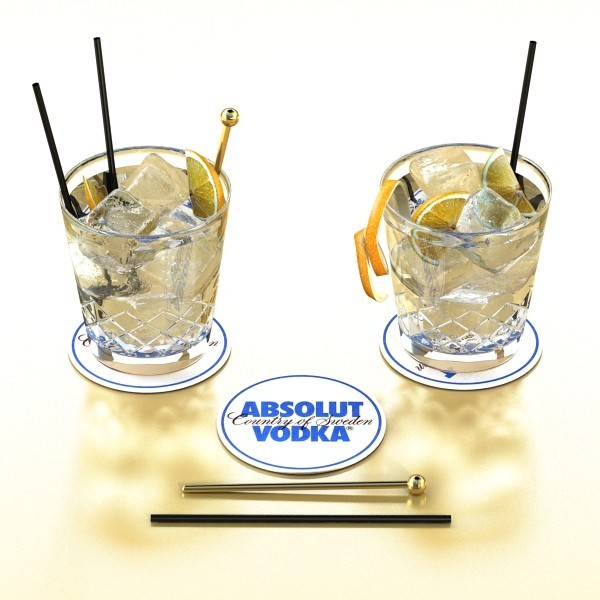 Wine Table Rack Bottles and Glasses 3D model_23