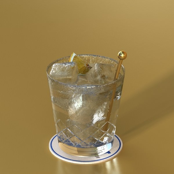 Wine Table Rack Bottles and Glasses 3D model_20