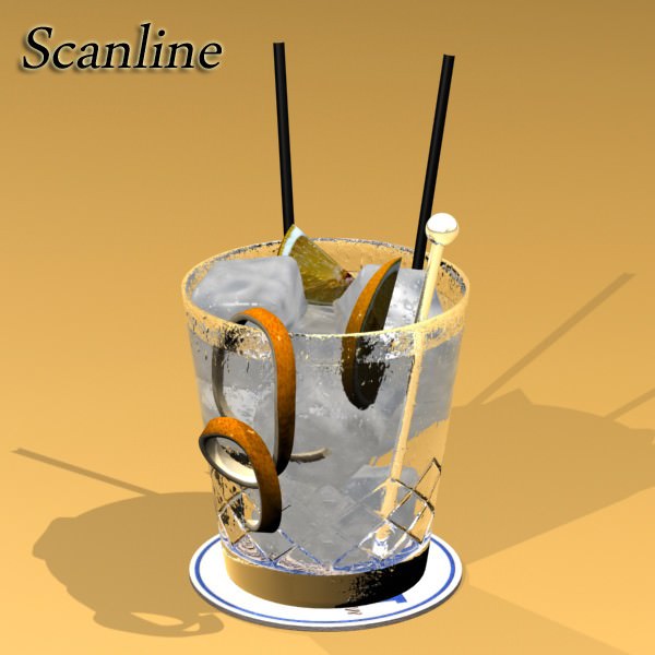 Wine Table Rack Bottles and Glasses 3D model_25