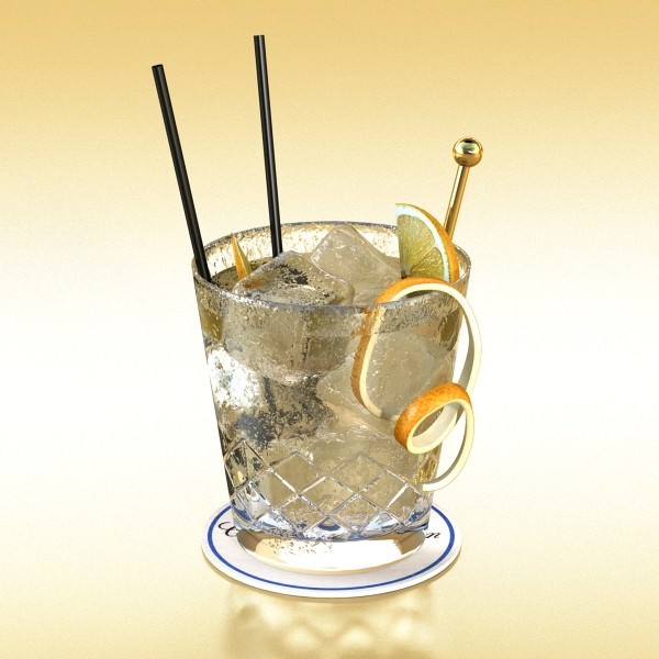 Wine Table Rack Bottles and Glasses 3D model_18