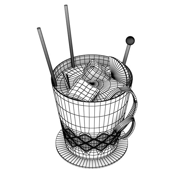 Wine Table Rack Bottles and Glasses 3D model_27