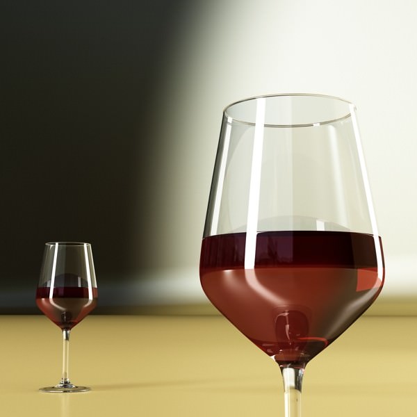 Wine Table Rack Bottles and Glasses 3D model_36