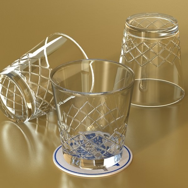 Wine Table Rack Bottles and Glasses 3D model_22