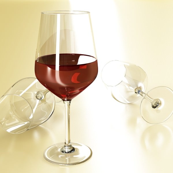 Wine Table Rack Bottles and Glasses 3D model_37