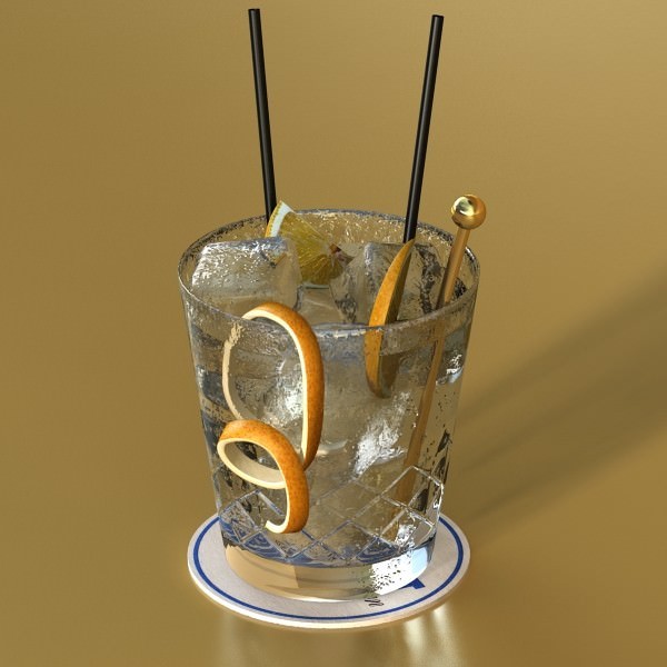 Wine Table Rack Bottles and Glasses 3D model_19